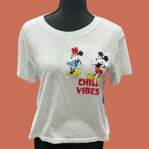 Disney White Tee with Mickey and Minnie - Chill Vibes